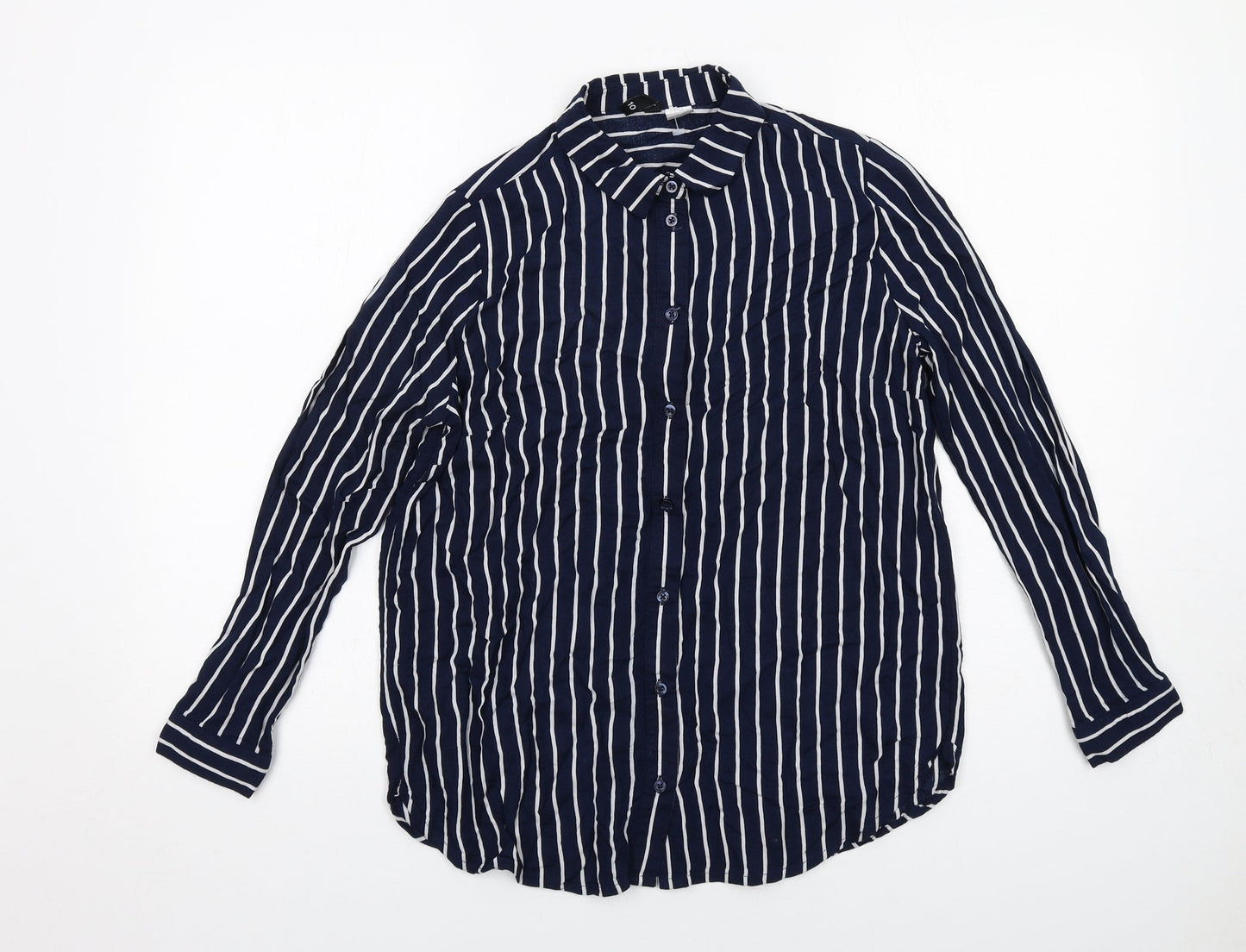 Womens UK Size 10 H&M Blue Basic Button-Up