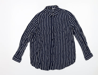 Womens UK Size 10 H&M Blue Basic Button-Up