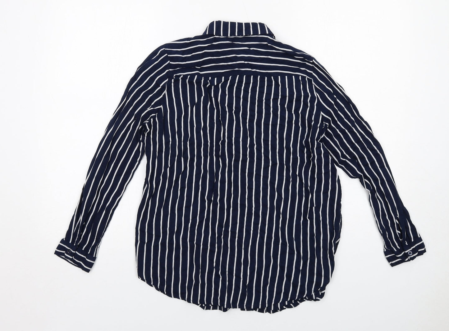 Womens UK Size 10 H&M Blue Basic Button-Up