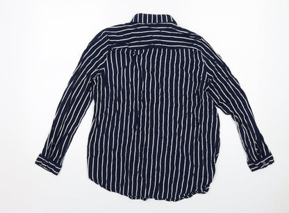 Womens UK Size 10 H&M Blue Basic Button-Up