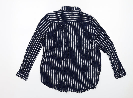 Womens UK Size 10 H&M Blue Basic Button-Up