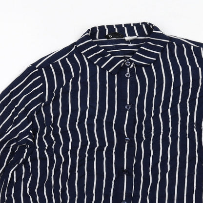 Womens UK Size 10 H&M Blue Basic Button-Up