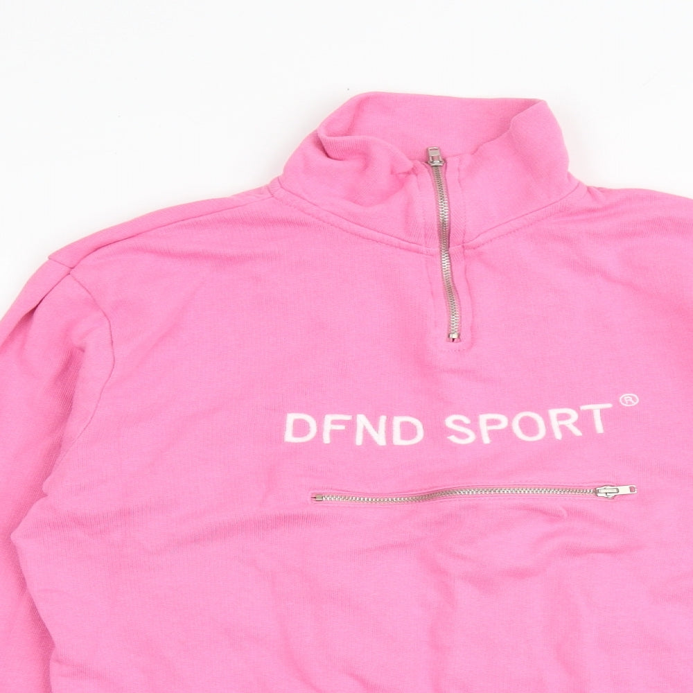 DFND Womens Pink 100% Cotton Pullover Sweatshirt Size 12 Zip