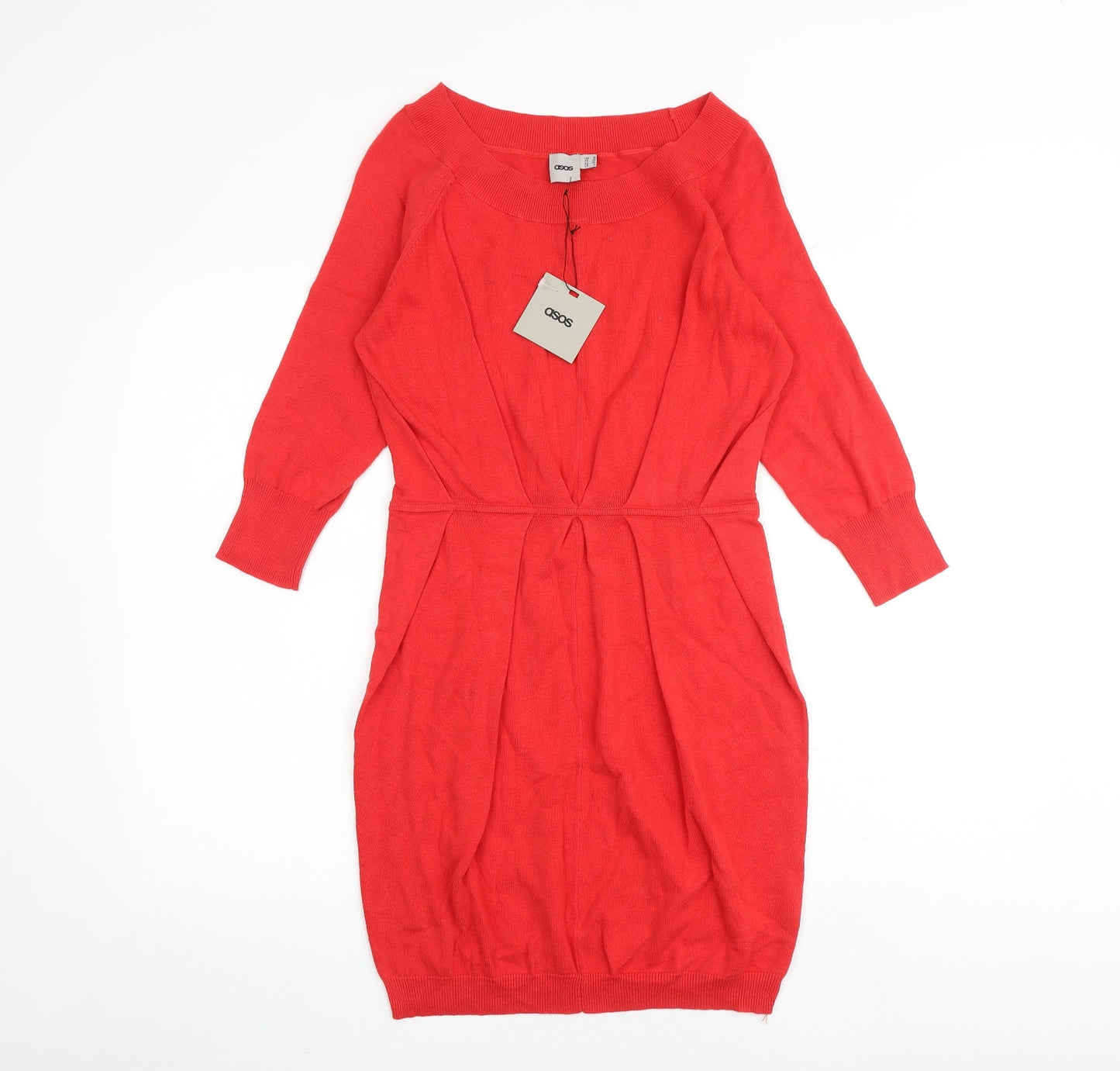ASOS Womens Red 100% Cotton Sheath Size 10 Boat Neck Pullover
