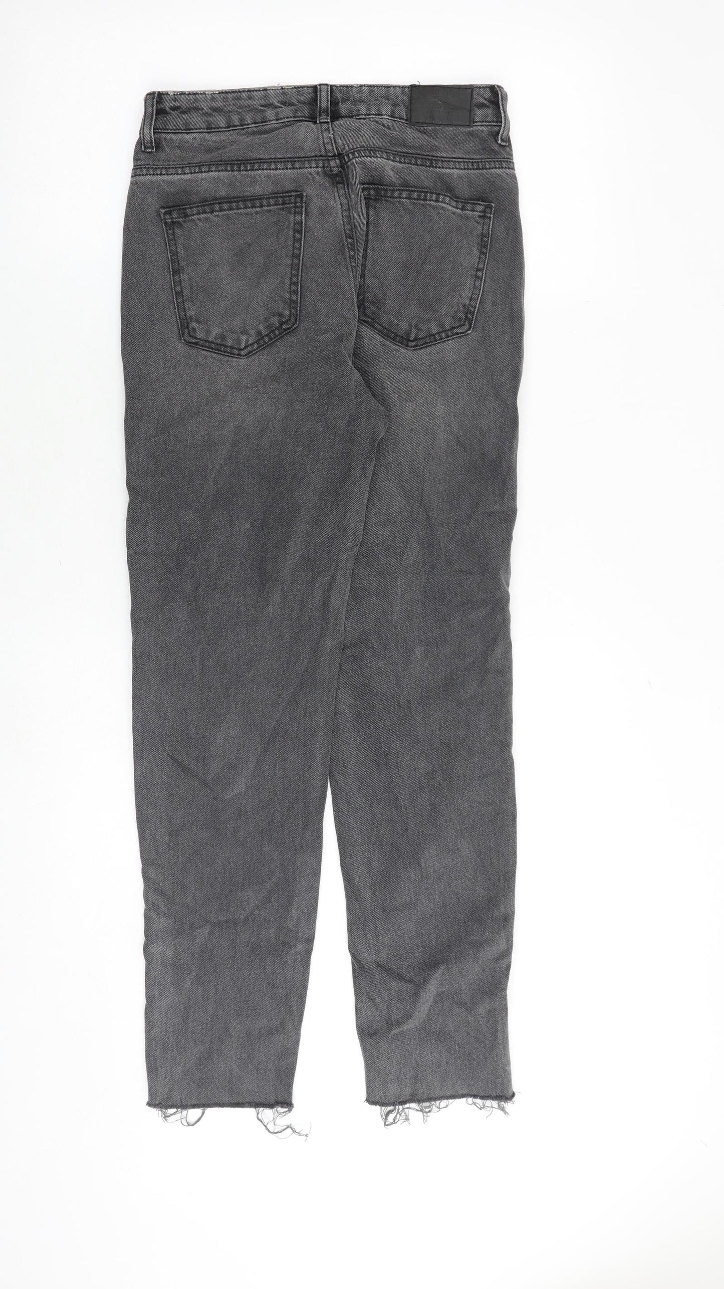 Zara Womens Grey Cotton Mom Jeans Size 6 Regular Zip
