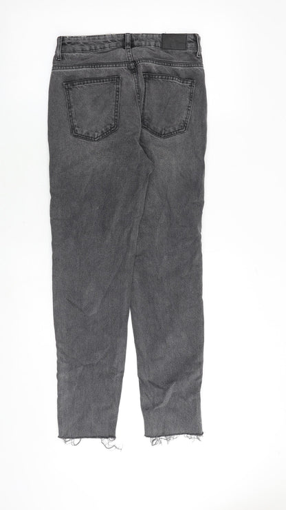 Zara Womens Grey Cotton Mom Jeans Size 6 Regular Zip