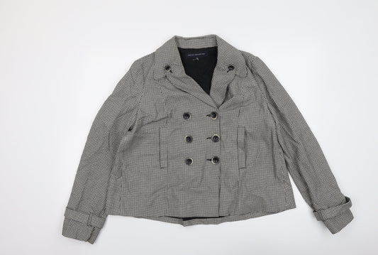 French Connection Womens Black Geometric Jacket Size 12 Button