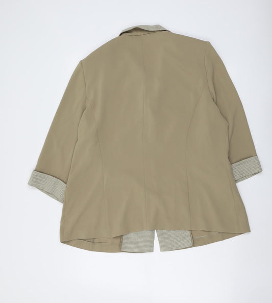 FRANK WALDER Womens Beige Jacket Blazer Size 18 Button