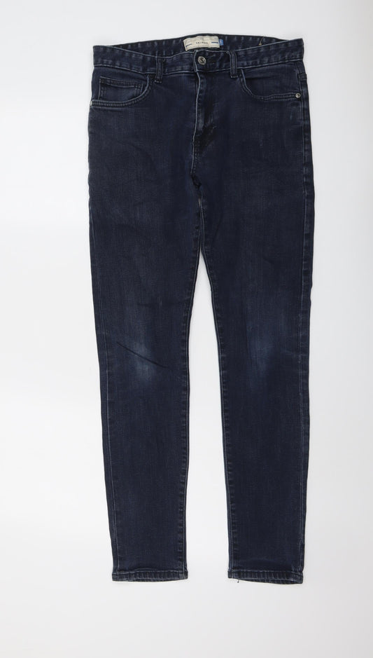 NEXT Mens Blue Cotton Skinny Jeans Size 30 in L30 in Regular Button