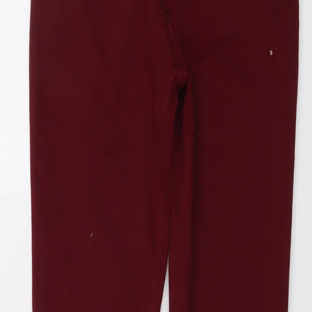 Zara Womens Red Cotton Skinny Jeans Size 4 L28 in Regular Button