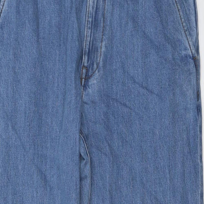 Marks and Spencer Mens Blue Cotton Straight Jeans Size 32 in L33 in Regular Button