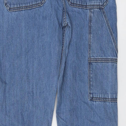 Marks and Spencer Mens Blue Cotton Straight Jeans Size 32 in L33 in Regular Button