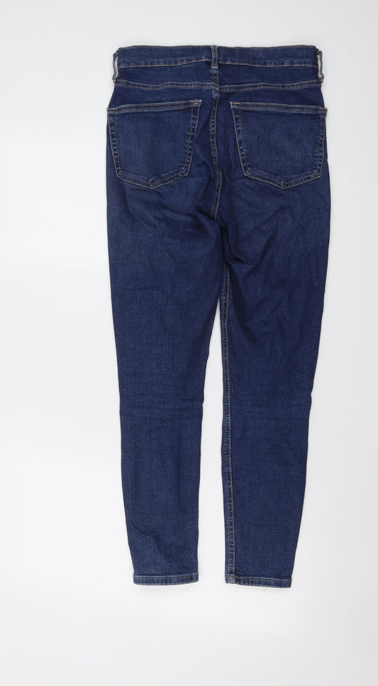 Topshop Womens Blue Cotton Skinny Jeans Size 28 in L26 in Regular Button