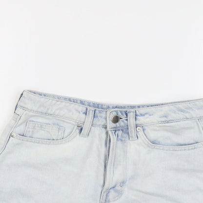 H&M Womens Blue Cotton Hot Pants Shorts Size 4 L3 in Regular Button