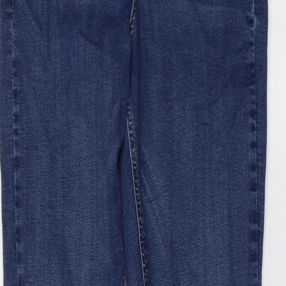 Topshop Womens Blue Cotton Skinny Jeans Size 30 in L30 in Regular Button - Distressed ankle detail