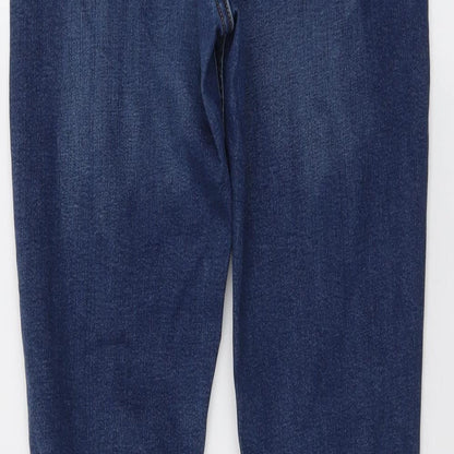 Topshop Womens Blue Cotton Skinny Jeans Size 30 in L30 in Regular Button - Distressed ankle detail