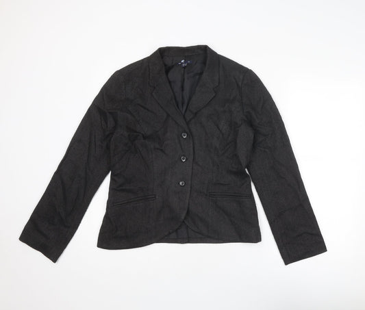 Gap Womens Grey Herringbone Acrylic Jacket Suit Jacket Size 10