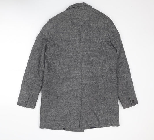 French Connection Womens Blue Overcoat Coat Size 12 Button