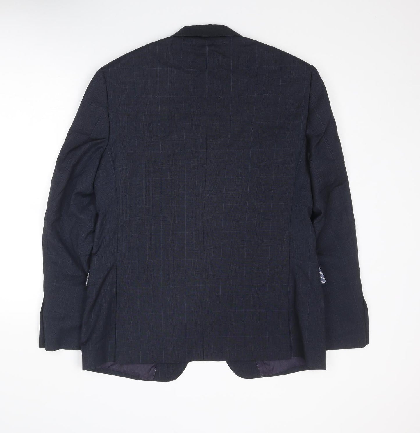 Marks and Spencer Mens Blue Check Wool Jacket Suit Jacket Size 40 Regular