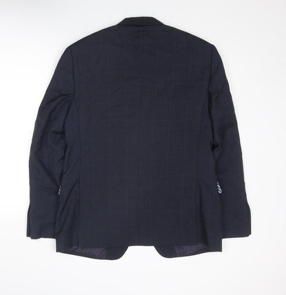 Marks and Spencer Mens Blue Check Wool Jacket Suit Jacket Size 40 Regular