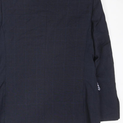 Marks and Spencer Mens Blue Check Wool Jacket Suit Jacket Size 40 Regular