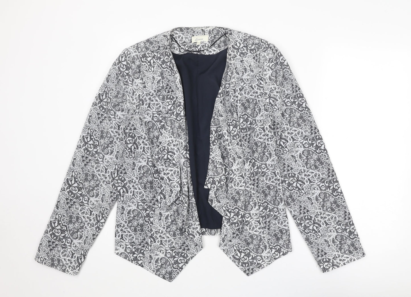 Linea Womens White Floral Jacket Blazer Size 16