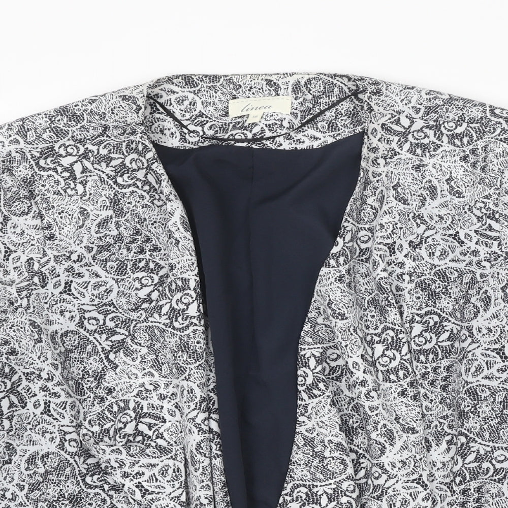 Linea Womens White Floral Jacket Blazer Size 16