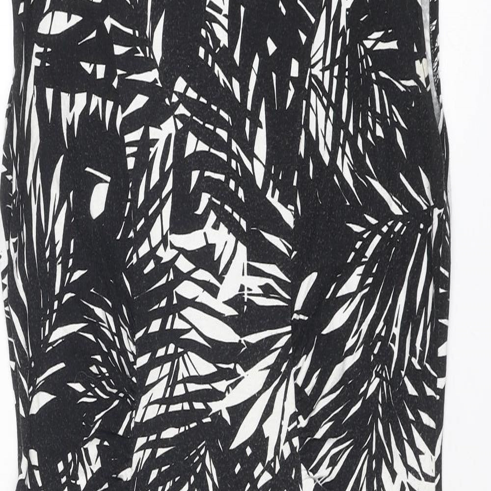 Oasis Womens Black Geometric Viscose Pencil Dress Size M Boat Neck Pullover