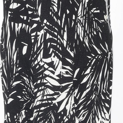 Oasis Womens Black Geometric Viscose Pencil Dress Size M Boat Neck Pullover