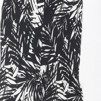 Oasis Womens Black Geometric Viscose Pencil Dress Size M Boat Neck Pullover