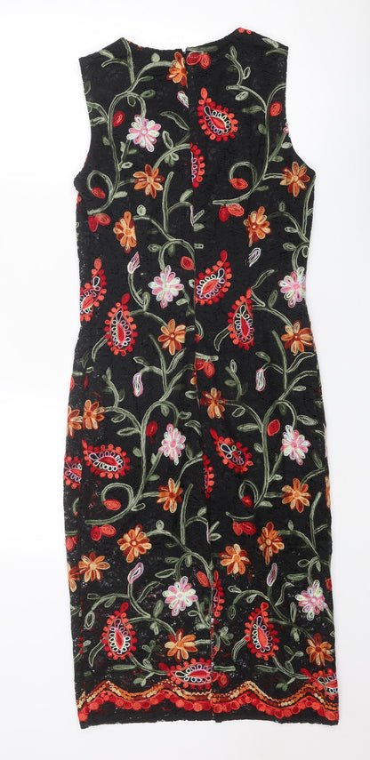 Per Una Womens Multicoloured Paisley Polyamide Pencil Dress Size 8 Boat Neck Zip
