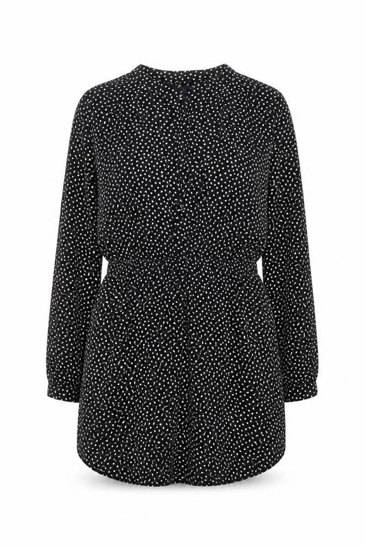 Gap Womens Black Geometric Viscose Mini Size S V-Neck Button