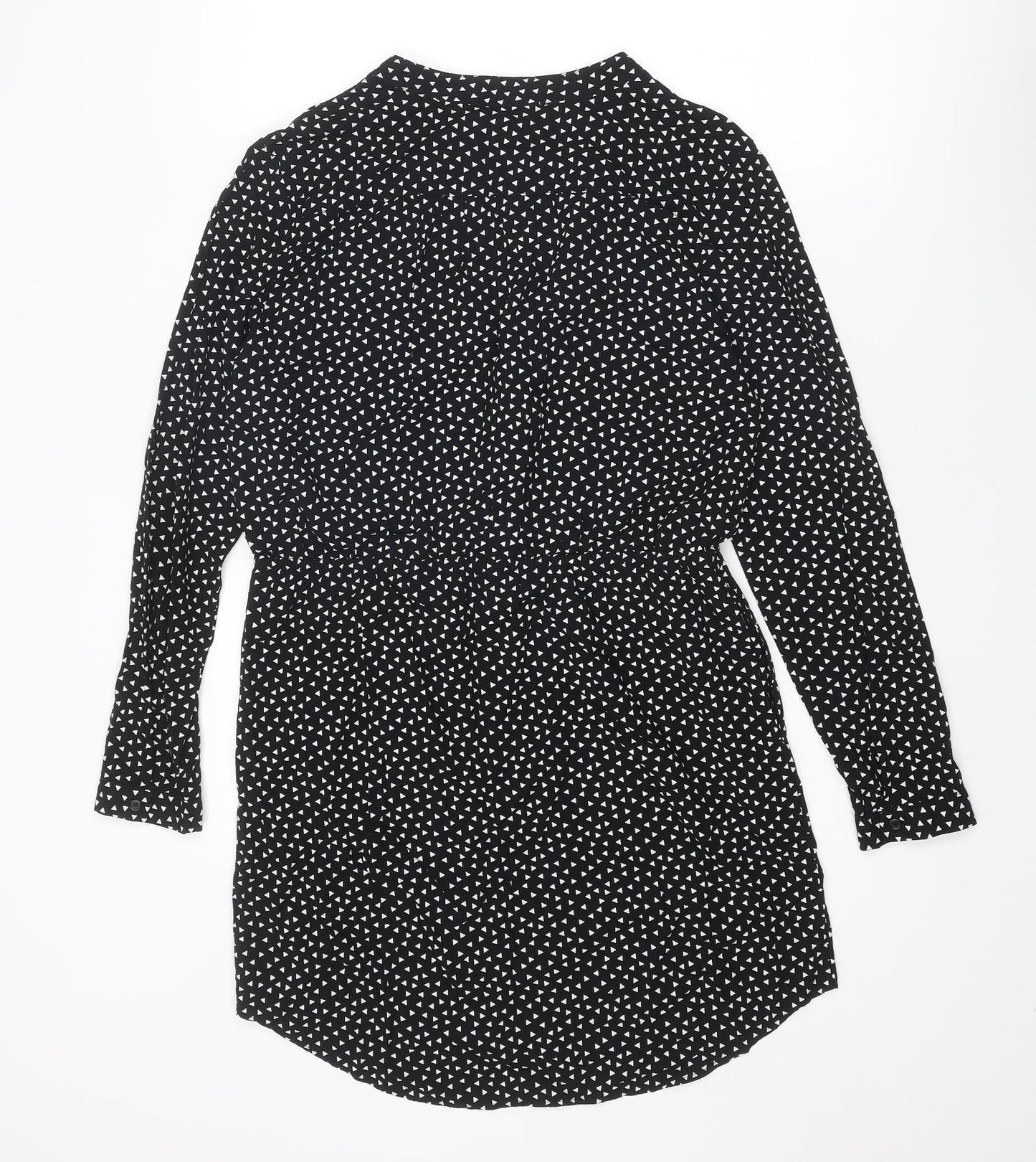 Gap Womens Black Geometric Viscose Mini Size S V-Neck Button