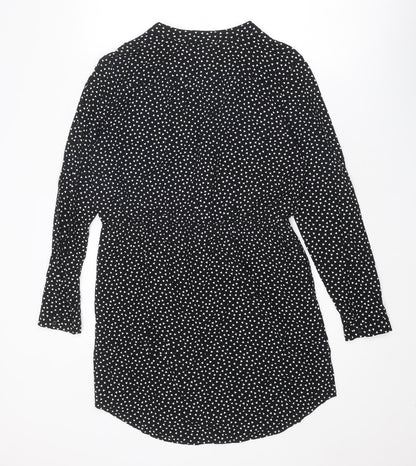 Gap Womens Black Geometric Viscose Mini Size S V-Neck Button