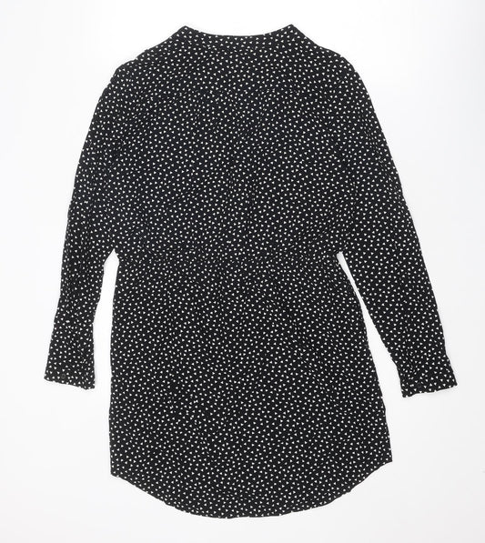 Gap Womens Black Geometric Viscose Mini Size S V-Neck Button