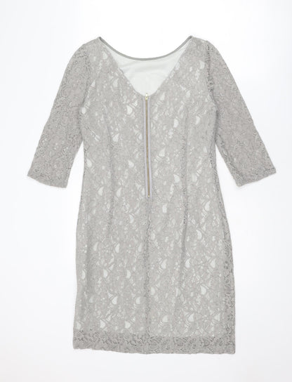 InWear Womens Grey Polyamide Sheath Size 12 Boat Neck Zip