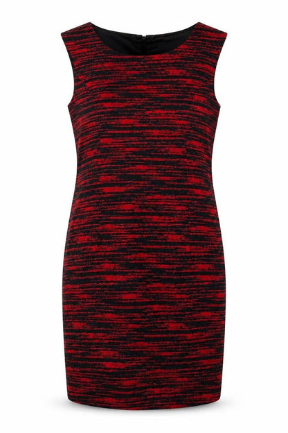 Solo Womens Red Striped Polyester Shift Size 10 Boat Neck Zip