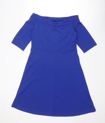 Anthology Womens Blue Polyester A-Line Size 12 Off the Shoulder Pullover