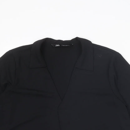 Womens UK Size S Zara Black Basic Blouse