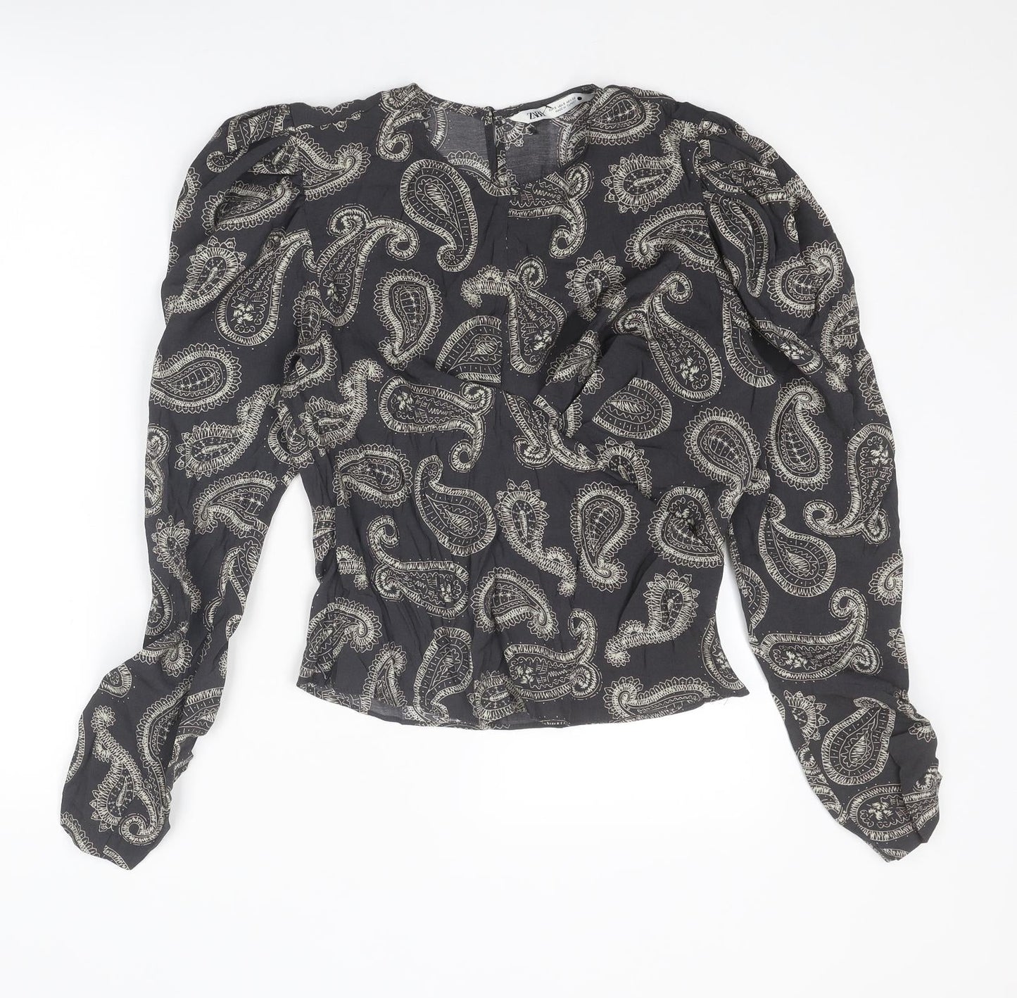 Womens UK Size S Zara Grey Basic Blouse
