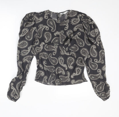 Womens UK Size S Zara Grey Basic Blouse