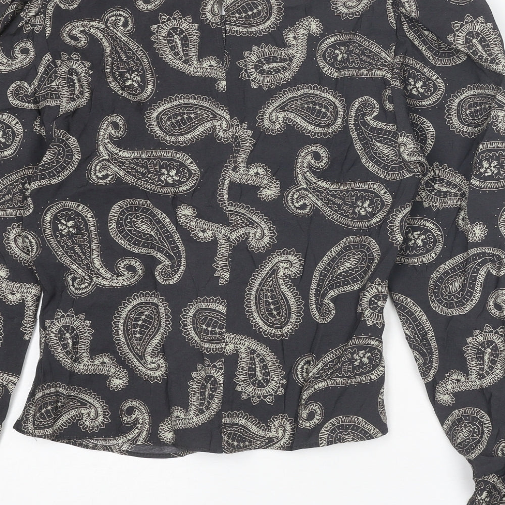 Womens UK Size S Zara Grey Basic Blouse