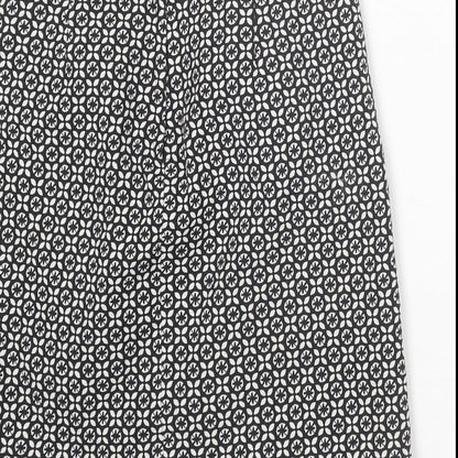 New Look Womens Black Geometric Cotton A-Line Skirt Size 6 Zip