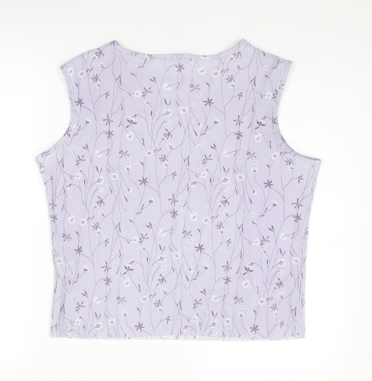 TWOTONE Womens Purple Geometric Polyester Basic Tank Size 16 Round Neck