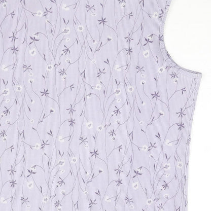 TWOTONE Womens Purple Geometric Polyester Basic Tank Size 16 Round Neck