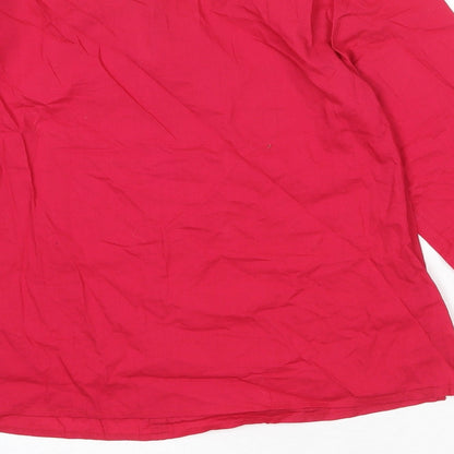 Coulers d Été Womens Pink 100% Cotton Basic T-Shirt Size 10 Boat Neck - Tie Sleeve Detail