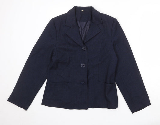 EWM Womens Blue Polyester Jacket Suit Jacket Size 12