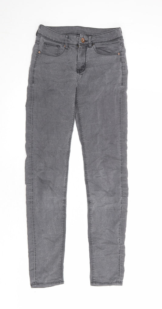 Divided by H&M Womens Grey Cotton Skinny Jeans Size 8 Regular Zip