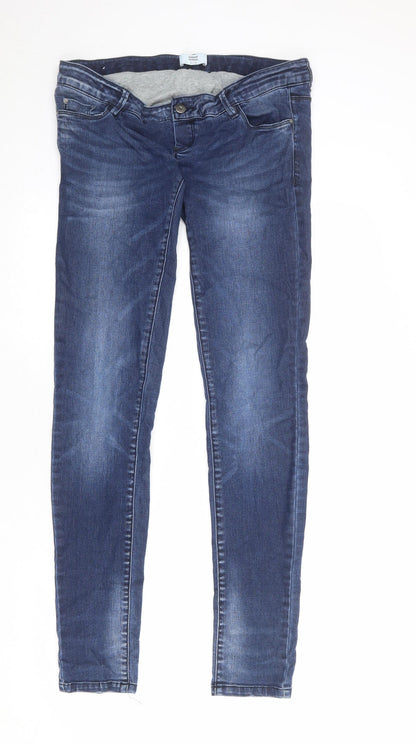 Mama-licious Womens Blue Cotton Skinny Jeans Size 30 in Regular Zip