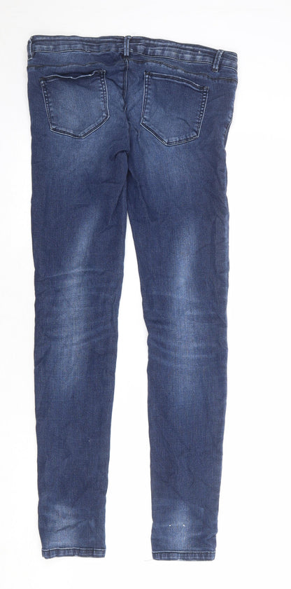 Mama-licious Womens Blue Cotton Skinny Jeans Size 30 in Regular Zip